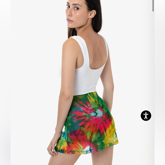 Los Angeles Apparel Tie Dye Micro Mesh Long Sleeve & Mini Skirt Set, L - Picture 2 of 8